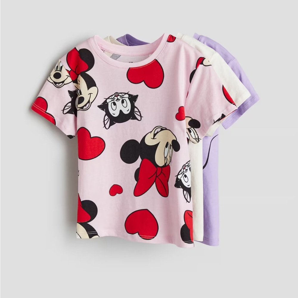 Disney x H&M 5/6 Minnie Mouse 3 T Shirt Bundle, Pink Purple Red White